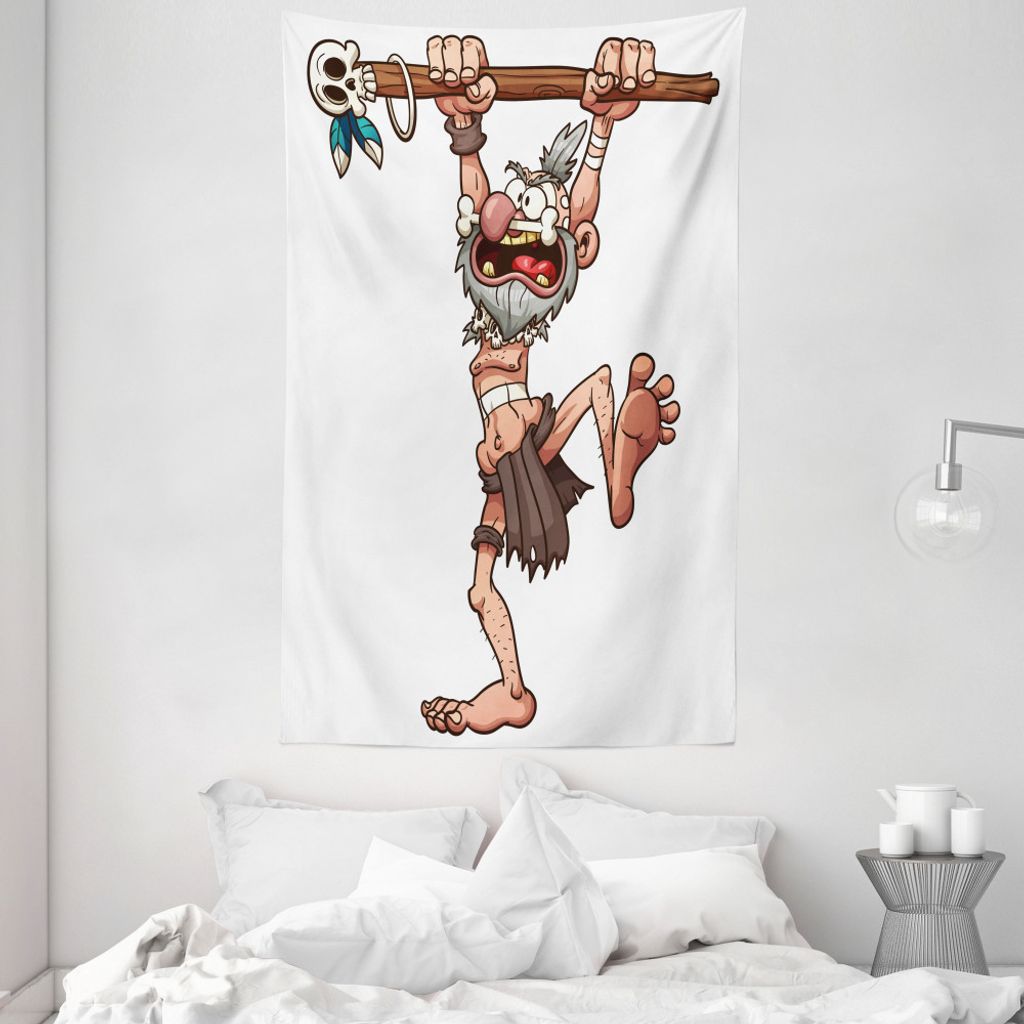 ABAKUHAUS Schädel Wandteppich und Tagesdecke, Witch Doctor Magician aus Weiches Mikrofaser Stoff Waschbar ohne Verblassen Digitaldruck, 140 x 230 ...