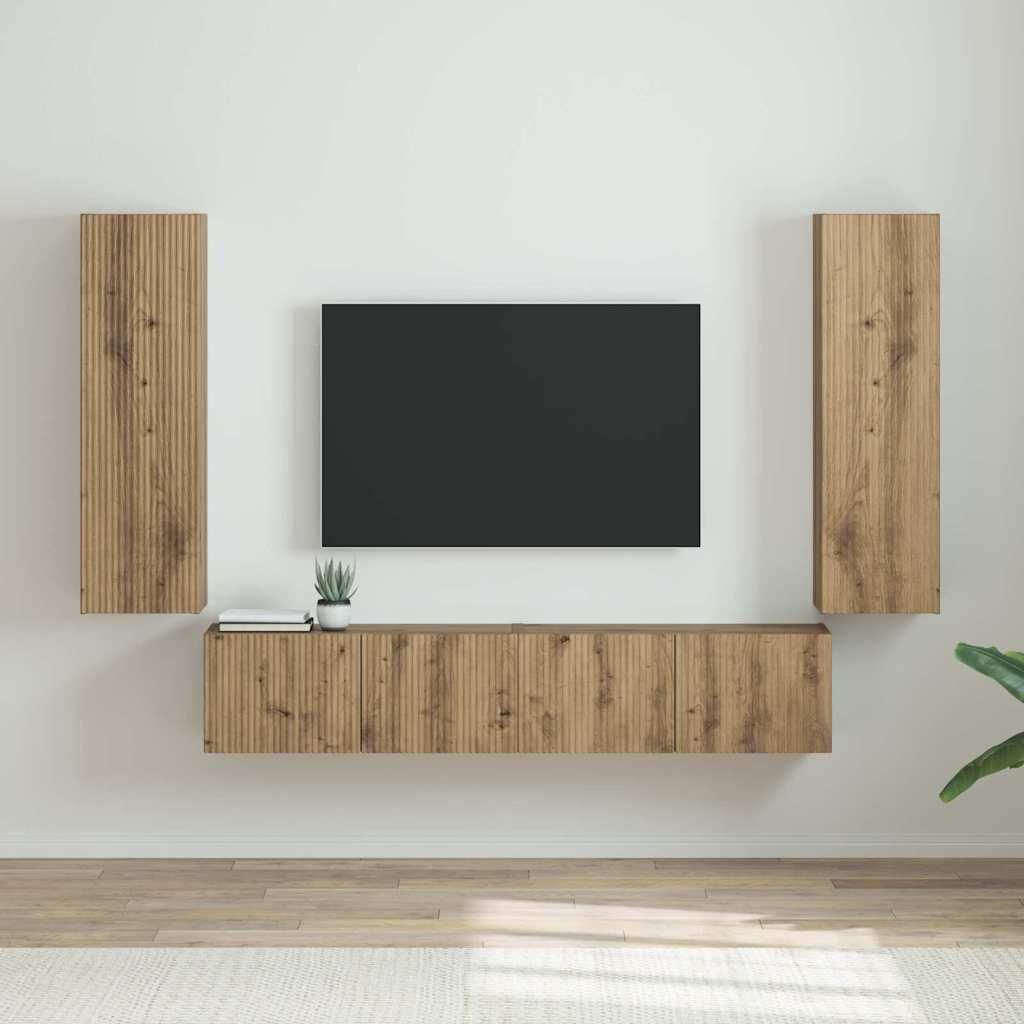 Maison Exclusive - TV-Wandschrank 2 pcs Kunsthandwerk Eiche 30 x 31 x 100 cm