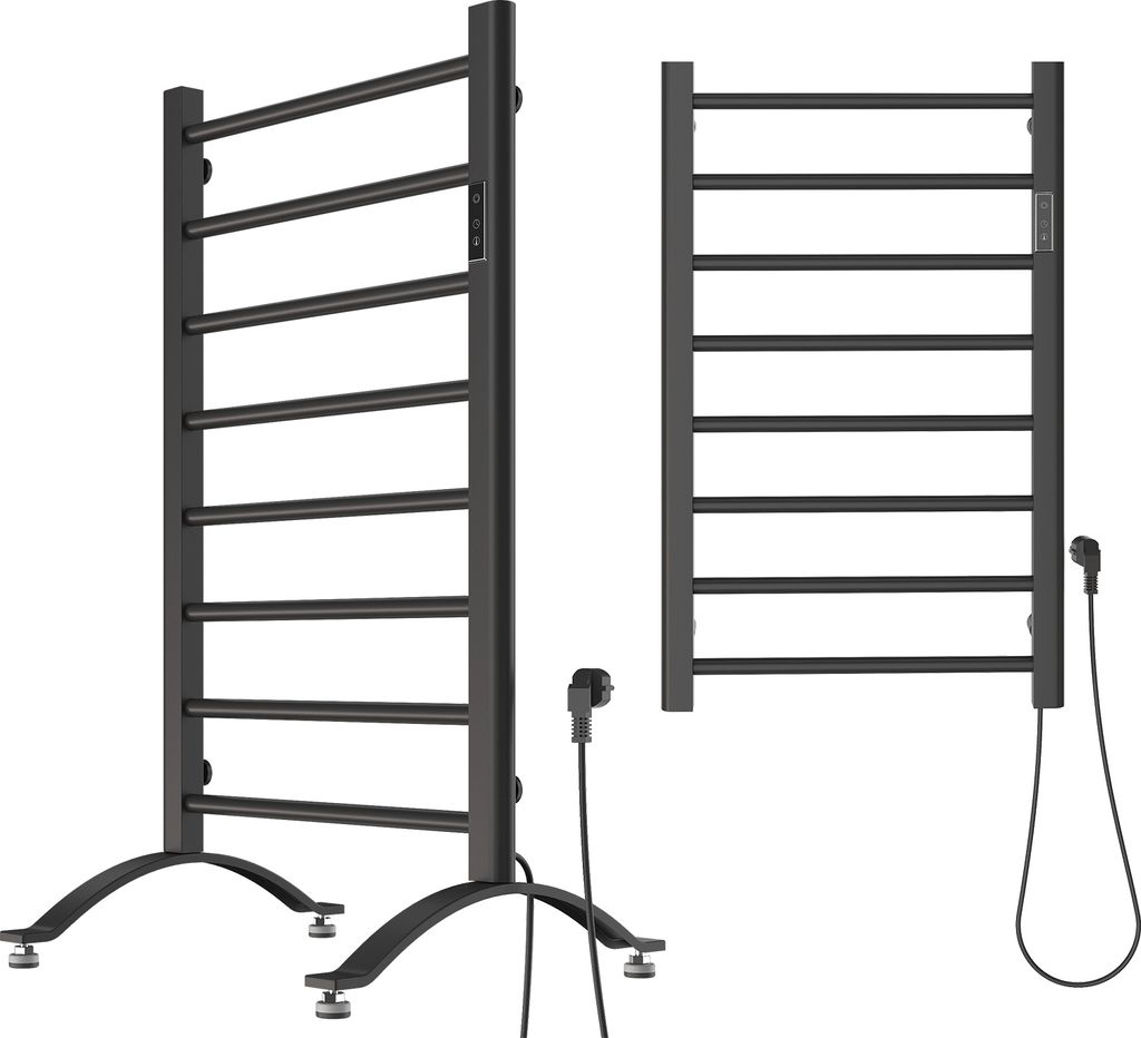 Granitan | Handtuchheizkörper RESA - 80/50 cm - Schwarz Matt - Modernes Design - Programmierbarer Thermostat