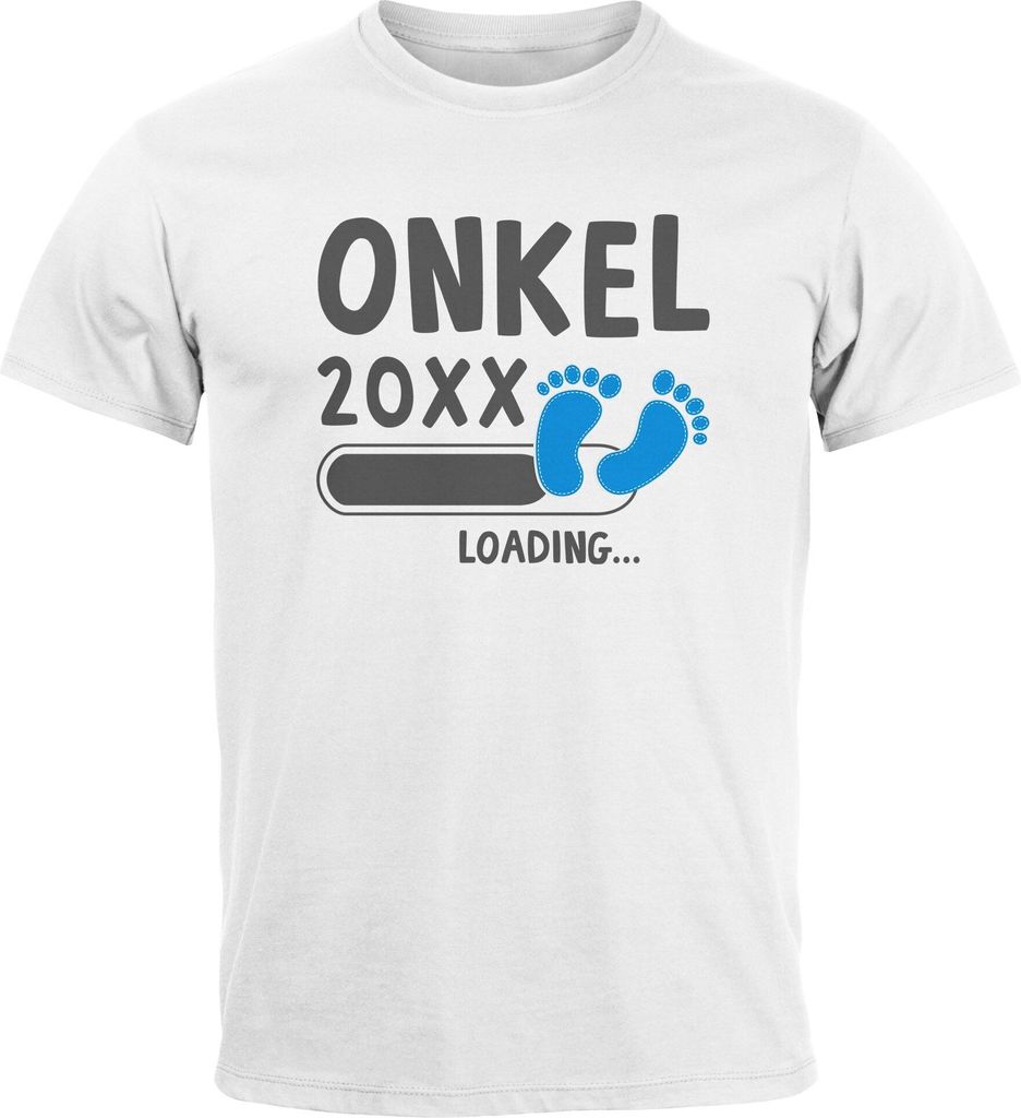 Herren T-Shirt Papa Opa Onkel Patenonkel 2023 loading Geschenk für werdenden Onkel Geschenk Geburt Baby Moonworks weiß-blau 5XL