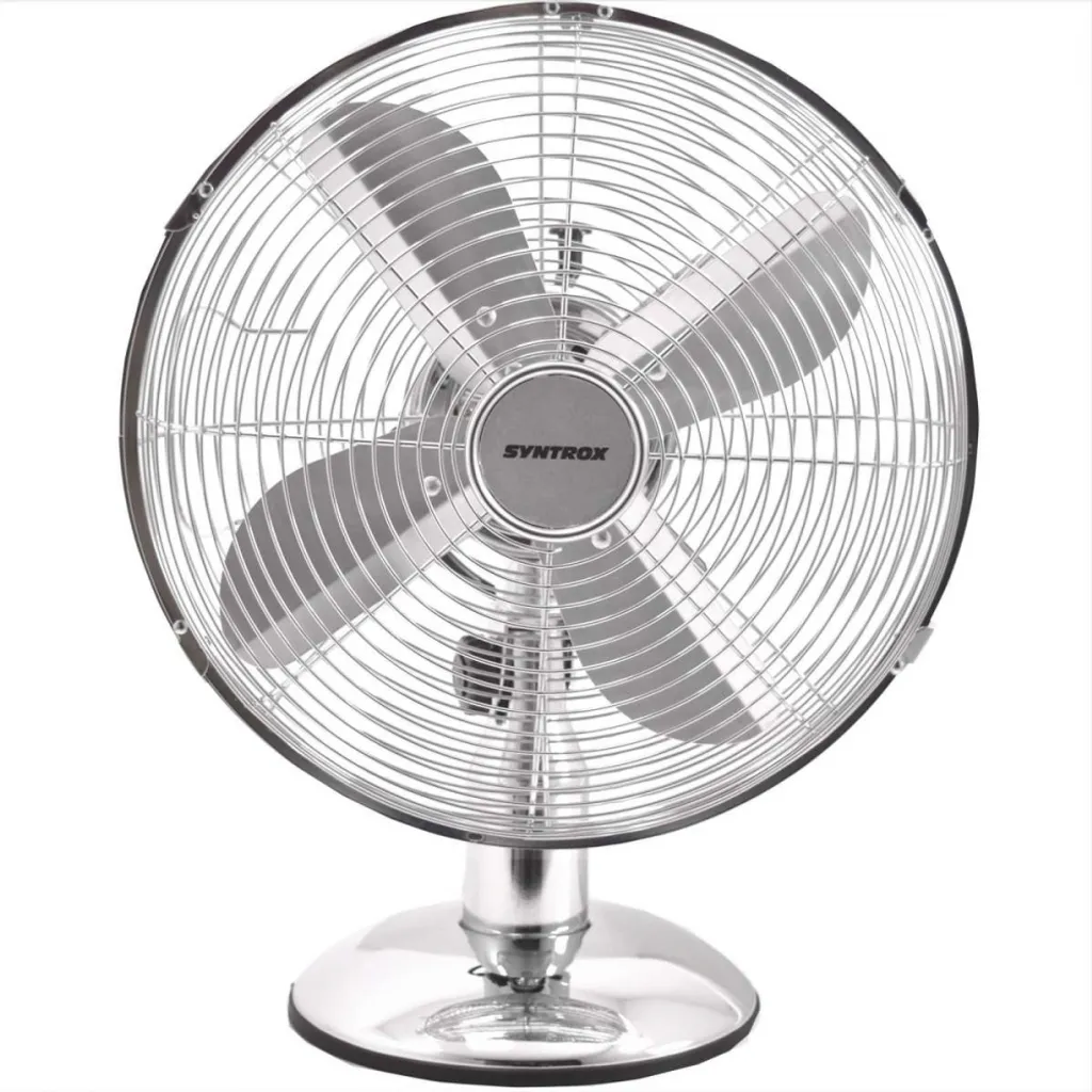 Ventilateur de table vintage en métal chromé avec mode oscillation 40W