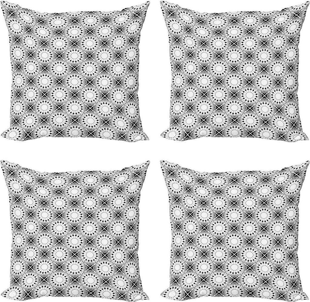 ABAKUHAUS Jahrgang Kissenbezug Set (4 Stück), Sun inspirierte Motive Squares, Moderner Doppelseitiger Digitaldruck, 40 cm x 40 cm, Charcoal Grau u...