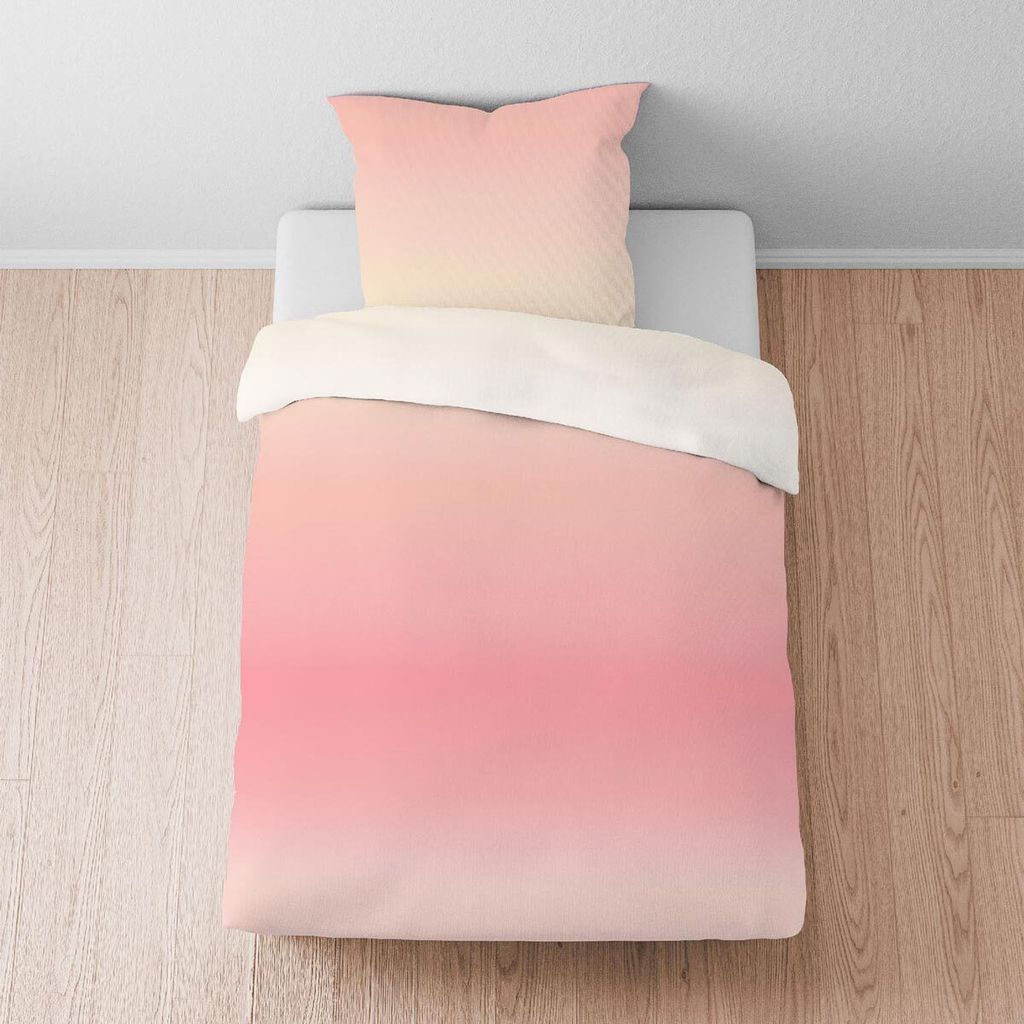 Biberna Seersucker Bettwäsche Farbverlauf koralle 135x200 Produktbild 