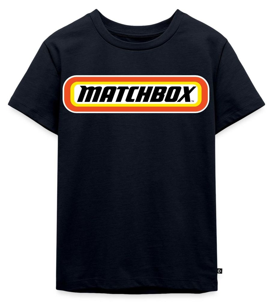 Spreadshirt Matchbox Offizielles Logo Orange, Gelb & Schwarz Kinder Premium T-Shirt, 122/128 (6 Jahre), Navy