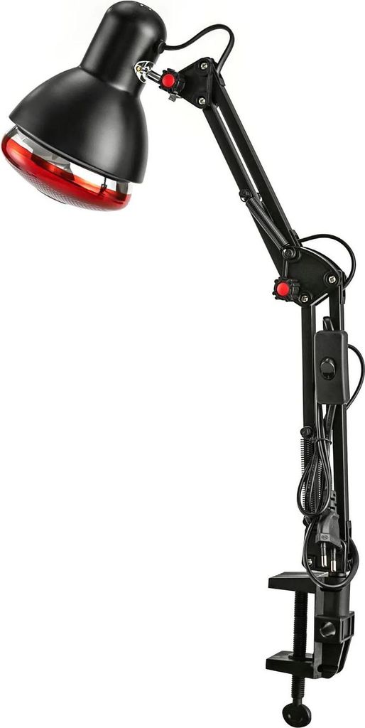 Rotlicht-Therapielampe - Infrarot Wärmelampe 150W - 360° Verstellbar - E27 Fassung - EU-Stecker 220V - Grau-Schwarz