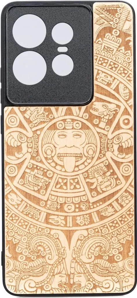 Cover Legno Aniegre Motorola Edge 50 Pro | Incisione Calendario Azteco