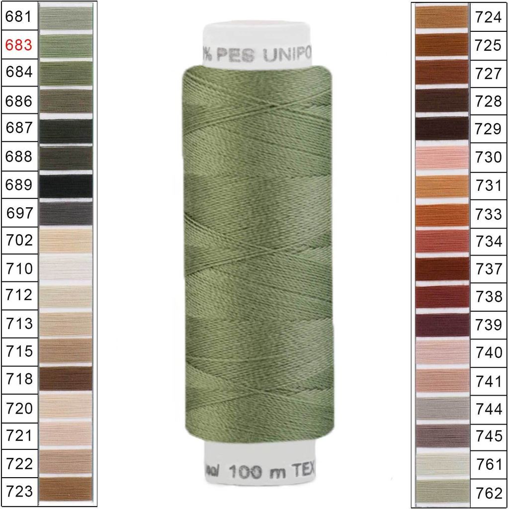 100m / 1 Spule Unipoly 120 TEX14x2 Polyester olivgrau