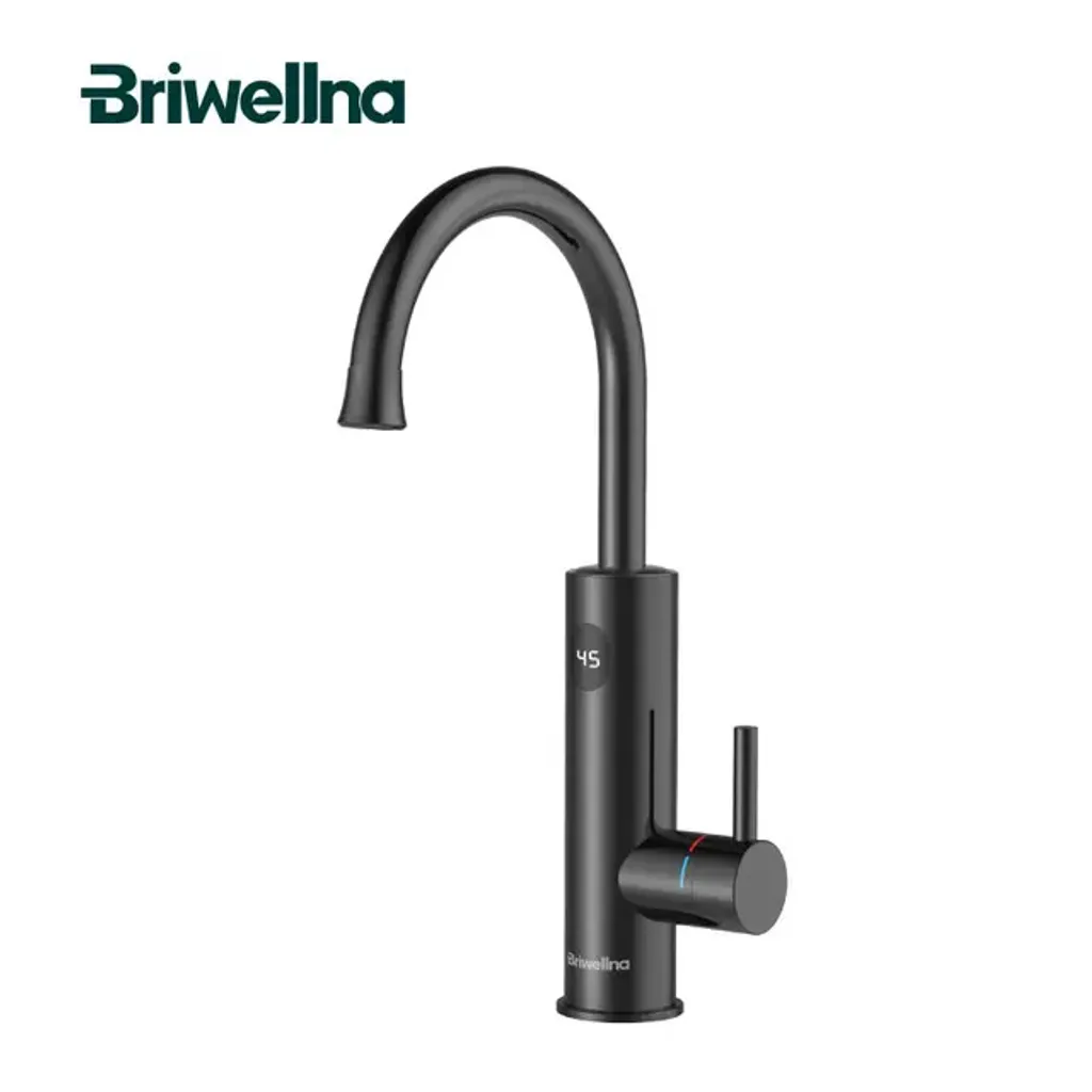Robinet d'eau chaude instantanée en acier inoxydable noir mat fixe UE