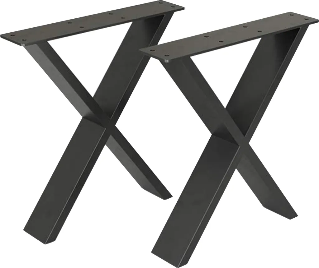 Gambe per Mobili Maribo 42x40cm Set 2 Acciaio Nero Guide Tavolo