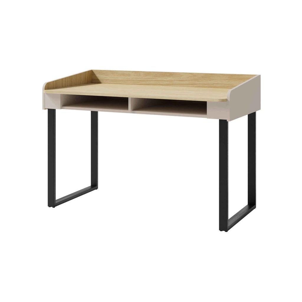 Schreibtisch ALEX mit 2 offenen Regalen, Arbeitstisch mit Ablage, Sandbeige