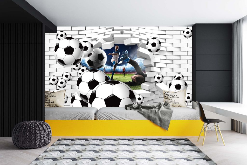 DECO WALLS Fototapete Kinderzimmer Fußball - Außergewöhnliche Haltbarkeit XXL 197x296 cm