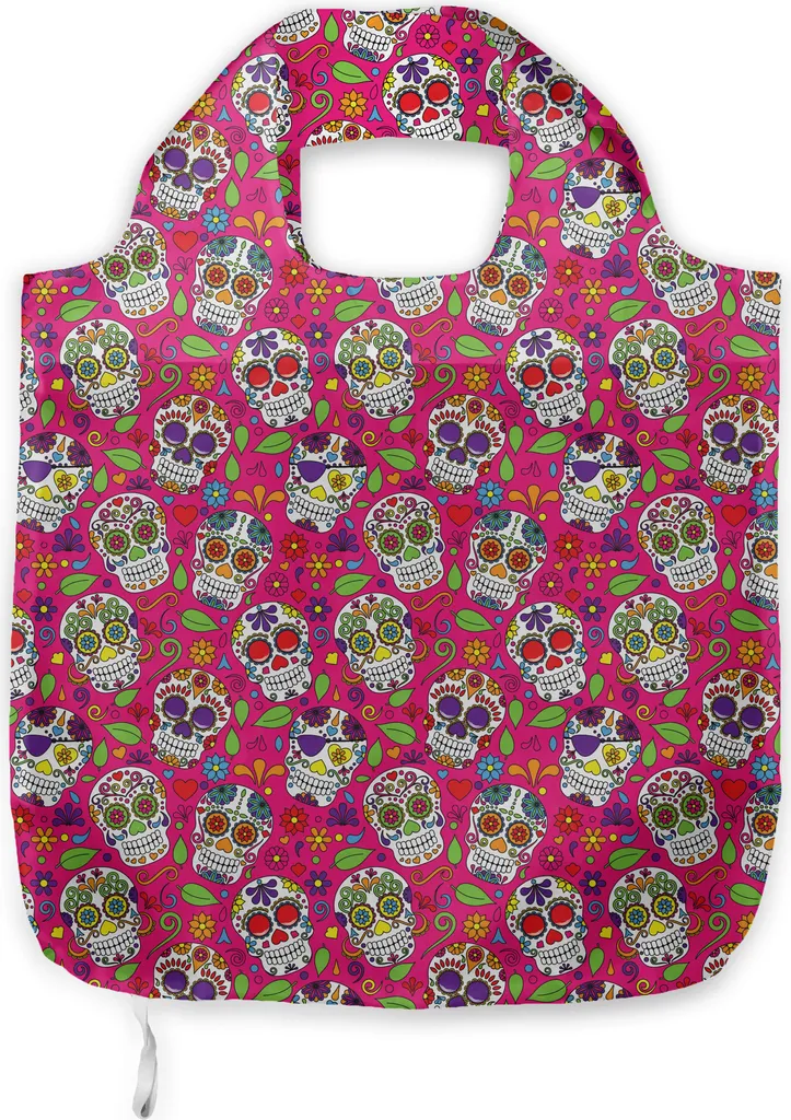 Abakuhaus Borsa Tessuto Teschi Zucchero - Accessorio Moda Rosa Verde