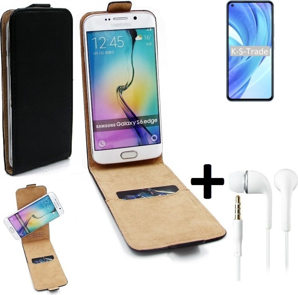 K-S-Trade Handy-Hülle + Kopfhörer kompatibel mit Xiaomi Mi 11 Lite IN 360° Flipstyle Schutz-Hülle Smartphone Tasche Case Flip cover schwarz 1x