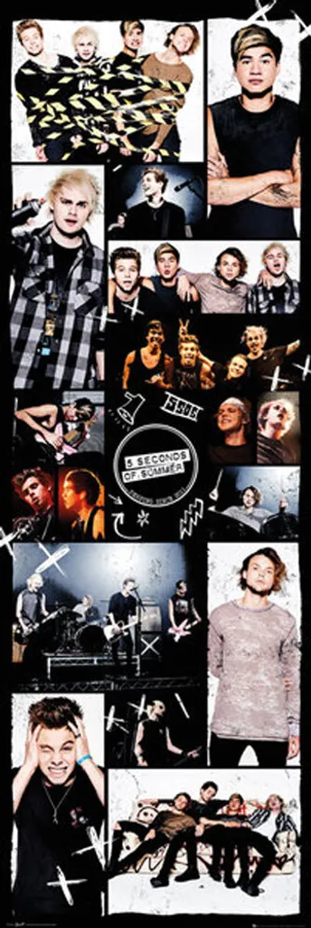 Kit Poster Porta 5SOS + tesa Powerstrips - Decorazione Senza Fori