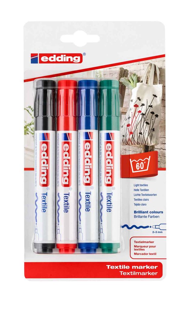 Edding 4500, Schwarz, Blau, Grün, Rot, Rundspitze, Produktbild 