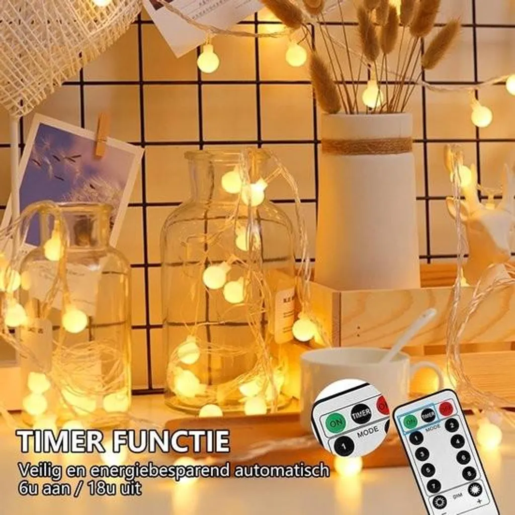 Guirlande lumineuse LED avec minuteur anti-gaspillage USB et piles