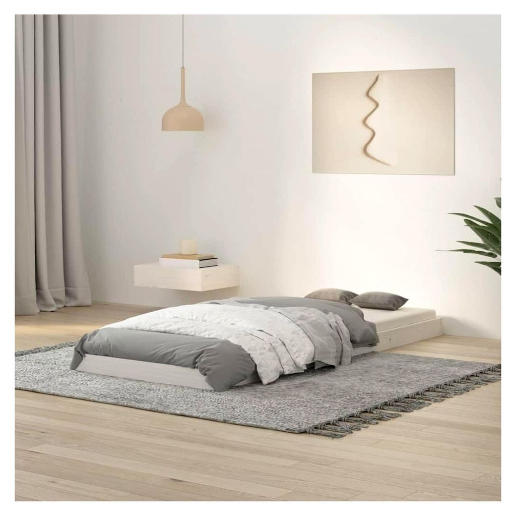 Bettgestell ohne Matratze Weiß 75x190 cm Einzelbett Massivholz Kiefer