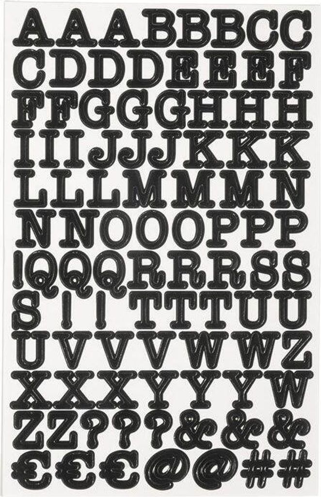 Aufkleber Alphabet und Zahlen - Schwarz