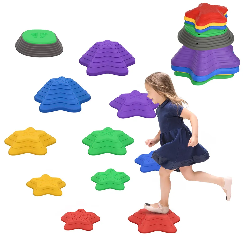 Parcours d'Équilibre Enfant avec 11 Blocs de Passage Colorés ZONEKIZ 80kg