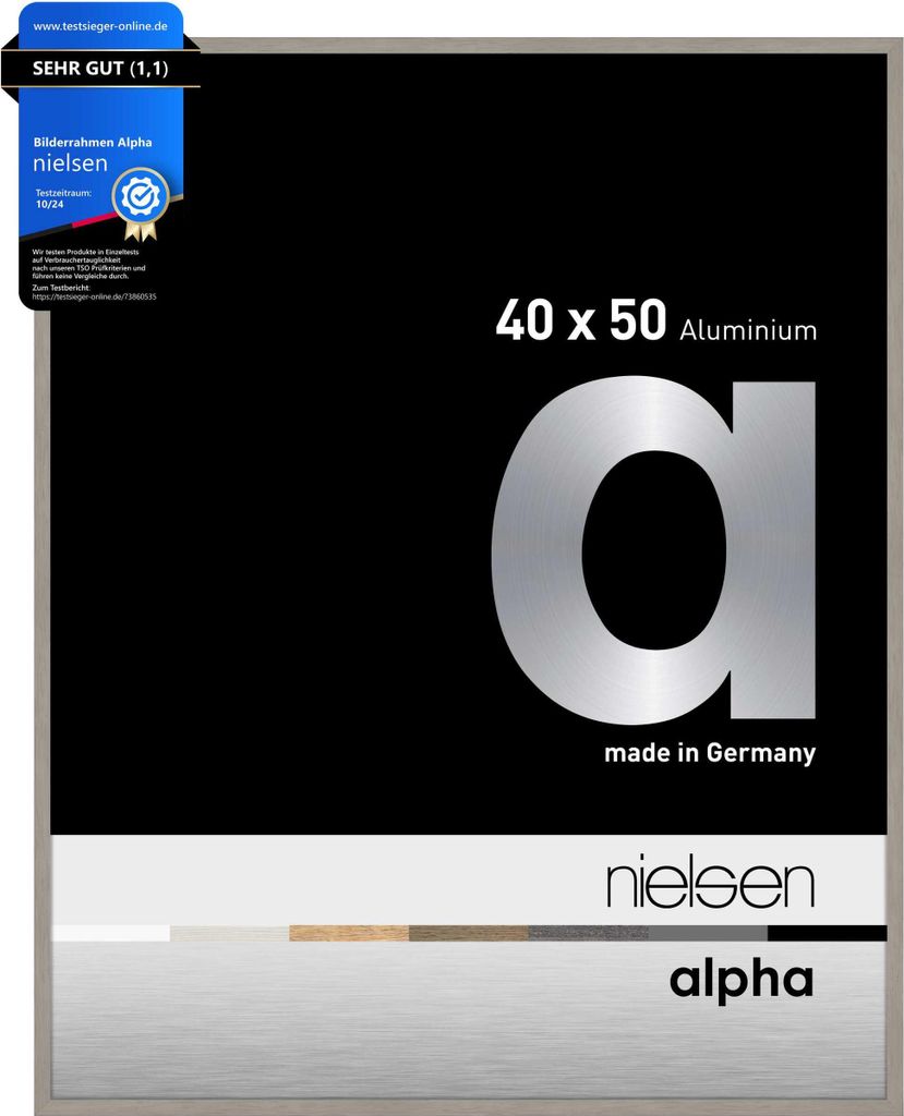 nielsen Aluminium Bilderrahmen Alpha, 40x50 cm, hellgrau