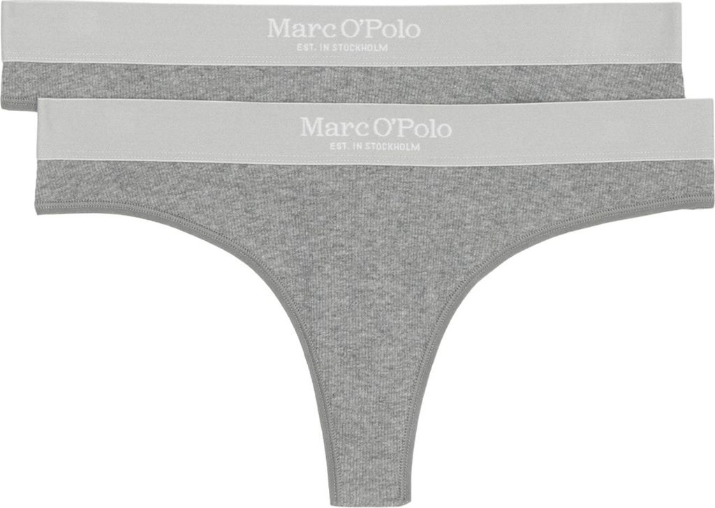 Marc O ́Polo Damen String 2-Pack Iconic Rib - Grau - Größe M