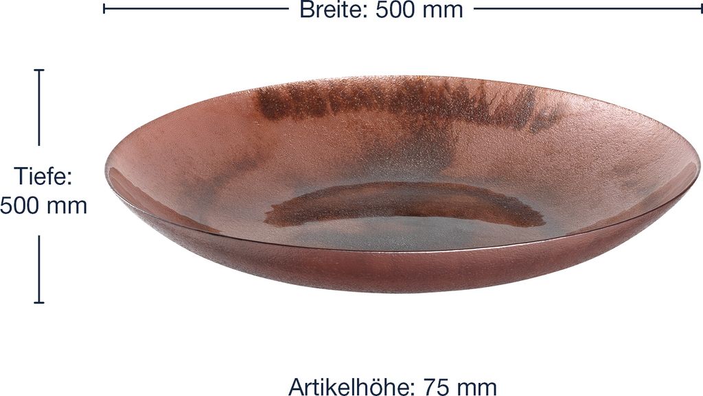 Leonardo Poesia Dekoschale aus Glas, runde Design-Glasschale mit schimmernder Oberfläche, handgefertigt, Höhe 7,5 cm, Durchmesser 50 cm, rosé, 0...