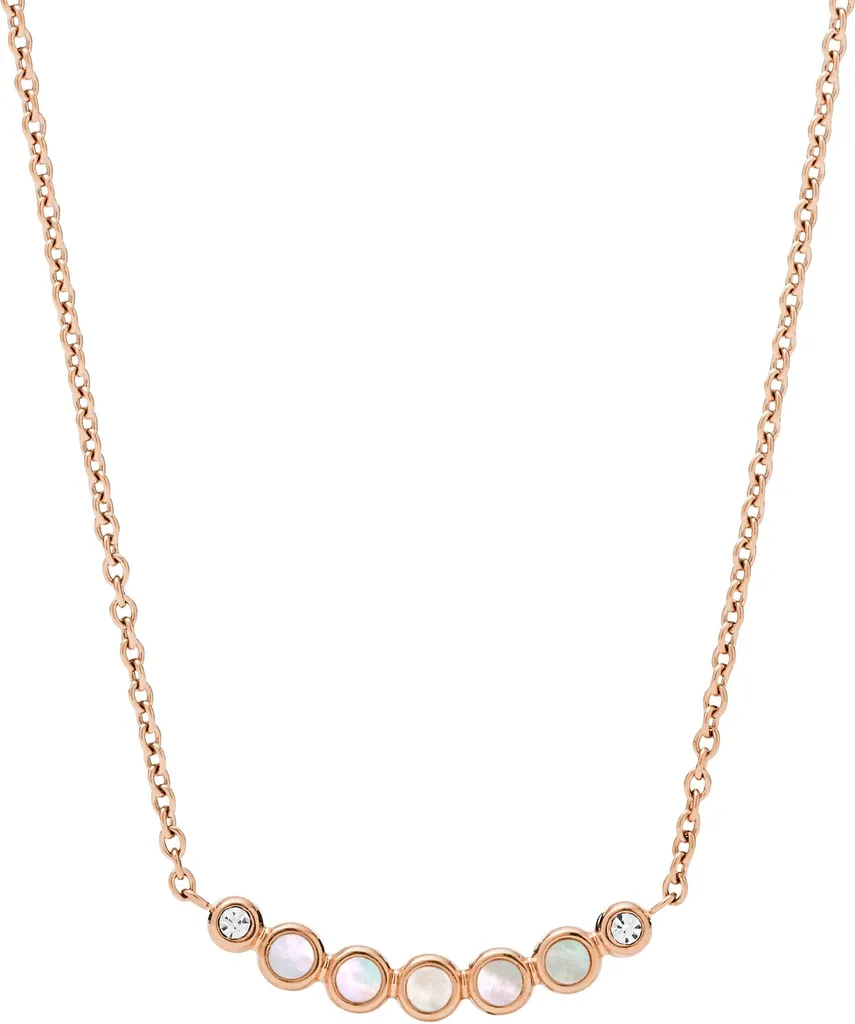 Collier Fossil JF03092791 pour Femme en Acier Inoxydable Rose et Blanc 45cm