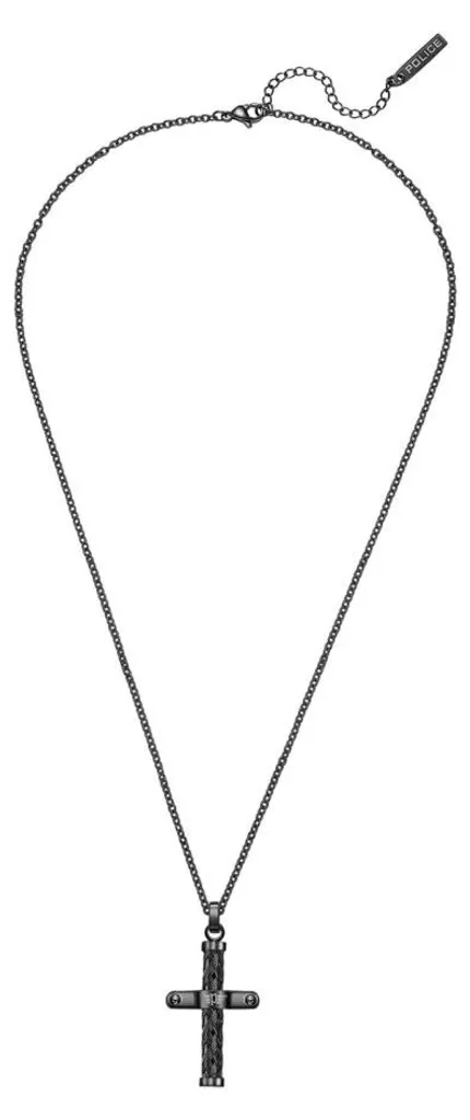 Collier croix noire croisée PEAGN0032403 intemporel en acier chirurgical