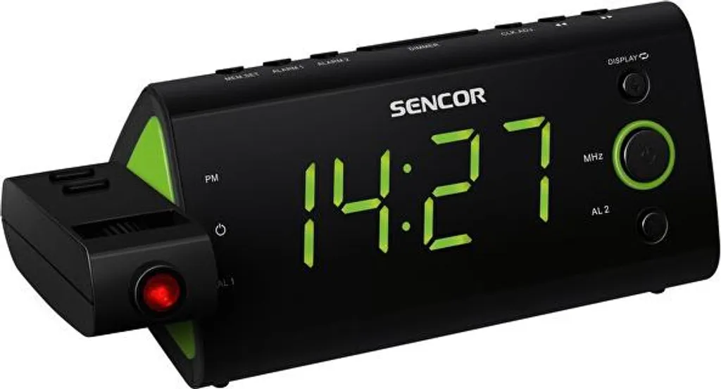 Réveil Matin Digital Sencor SRC 330 GN Noir et Vert pour un Réveil Doux