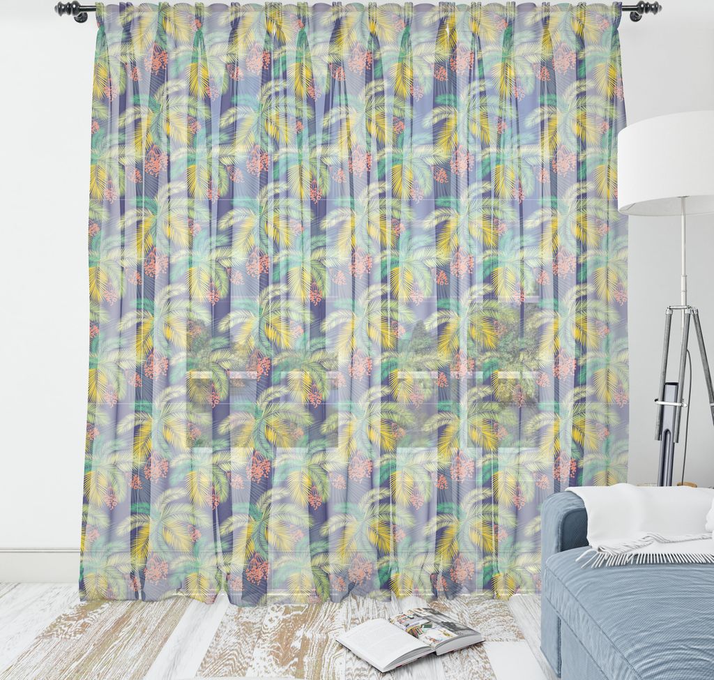 ABAKUHAUS Tropisch Wandteppich, Exotische Aloha-Themen-Illustration von abstrakten bunten Palmblättern drucken, Wohnzimmer Schlafzimmer seidiges S...