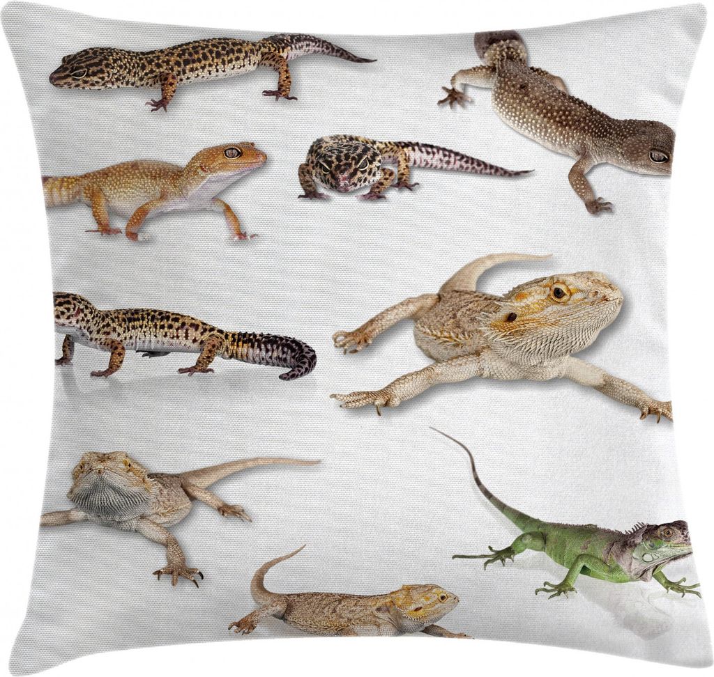 ABAKUHAUS Tierdruck Kissenbezug, Primitive Reptil, Kissenbezug Beidseitiges Muster Klarer Digitaldruck Farbfest mit Reißverschluss, 45 x 45 cm, Me...