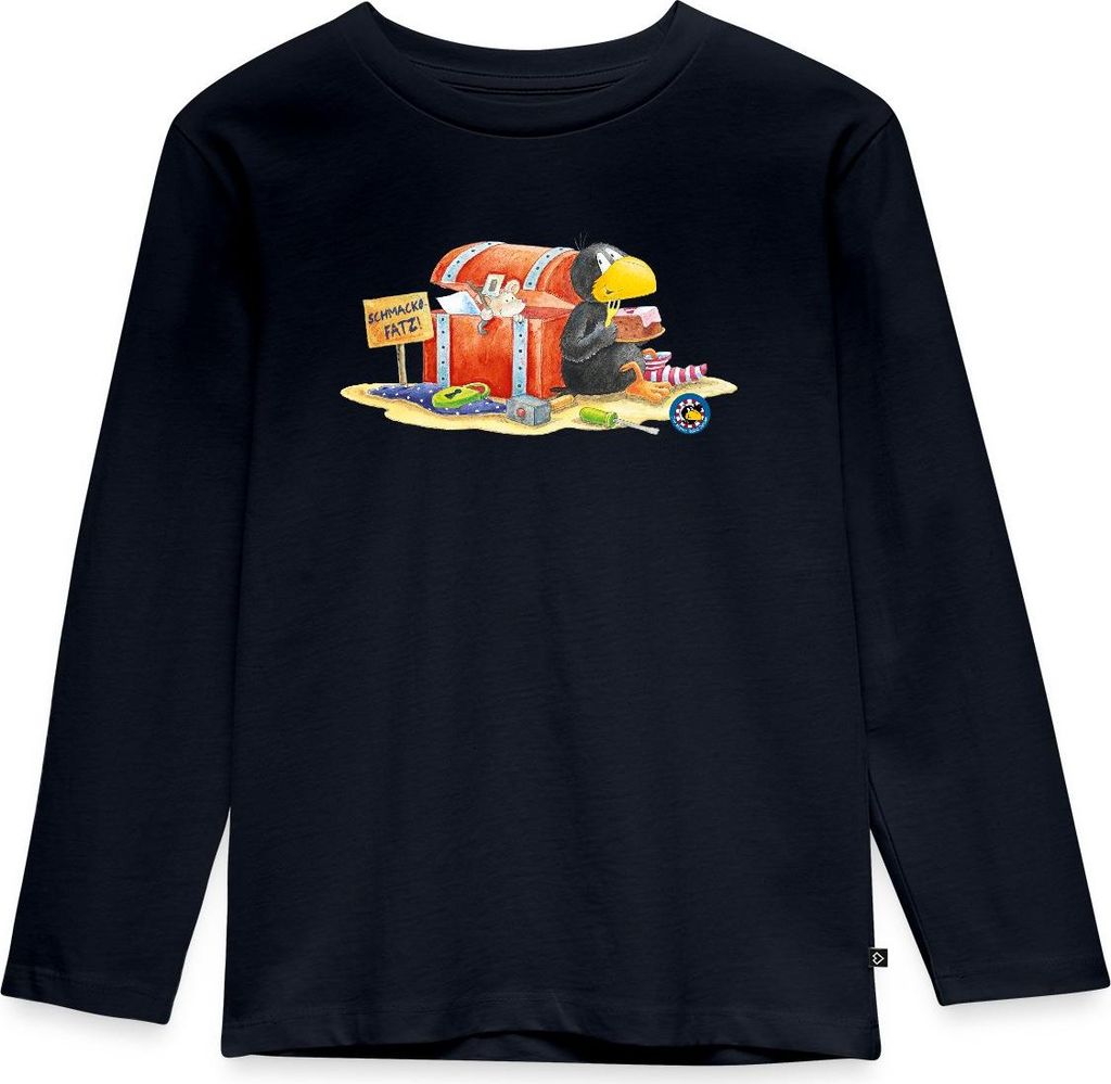 Spreadshirt Der kleine Rabe Socke Schmackofatz Kinder Premium Langarmshirt, 98/104 (2 Jahre), Navy
