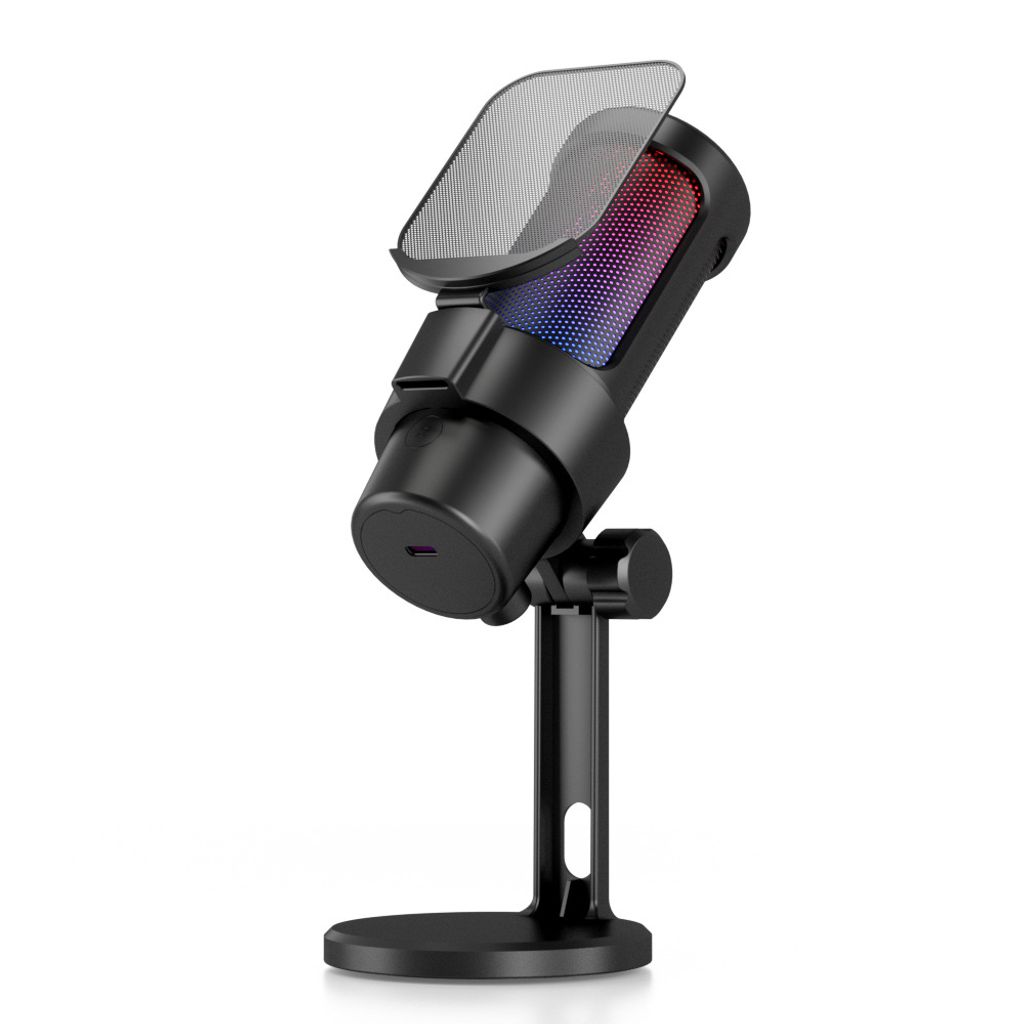 USB-Gaming-Mikrofon, Computer-Mikrofon-Set, RGB-Beleuchtung mit Stativ, Nierencharakteristik, Tonaufnahme, eine Taste zum Stummschalten und Verstae...