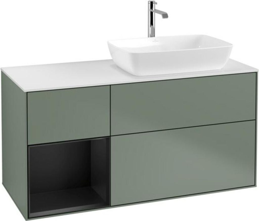 V&B Waschtischunterschrank Finion 120cm, Pl w m, Reg bla m Lac, Oli. m Lac