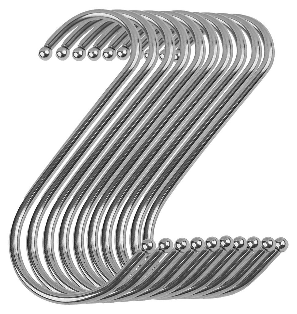 S-Haken 10 Stück aus Metall mit zum Aufhängen Metallhaken Universalhaken 100 x 47 x 5 mm