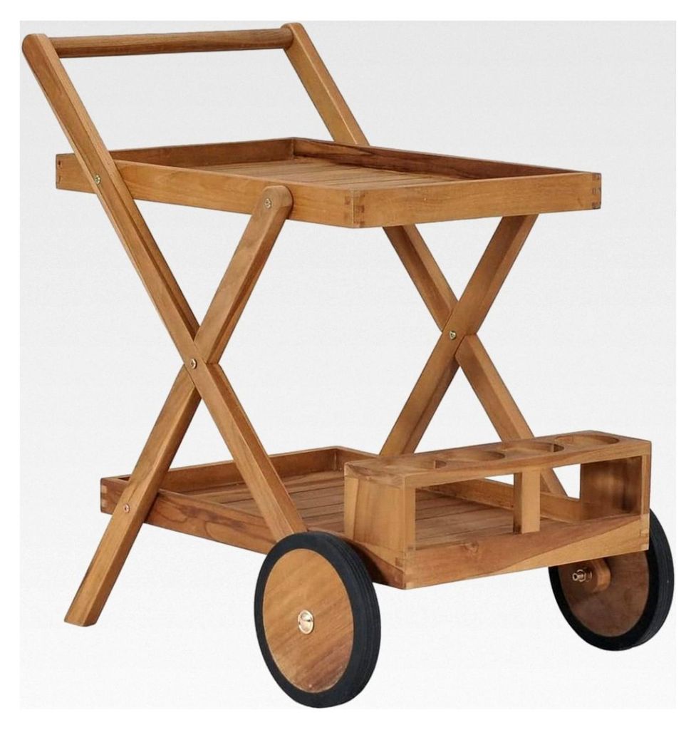 Teewagen aus massivem Teakholz, Gewicht: 13,4 kg