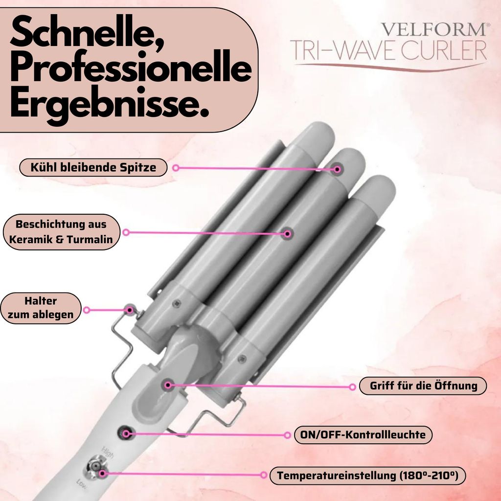 Velform®️ Tri-Wave Curler - Welleneisen, Produktbild 5