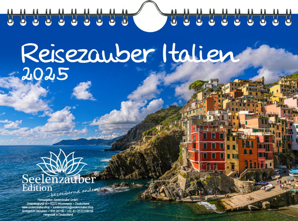 Reisezauber Italien DIN A5 Wandkalender für 2025 Rom Italien Venedig Urlaub Reise Stand Meer - Seelenzauber