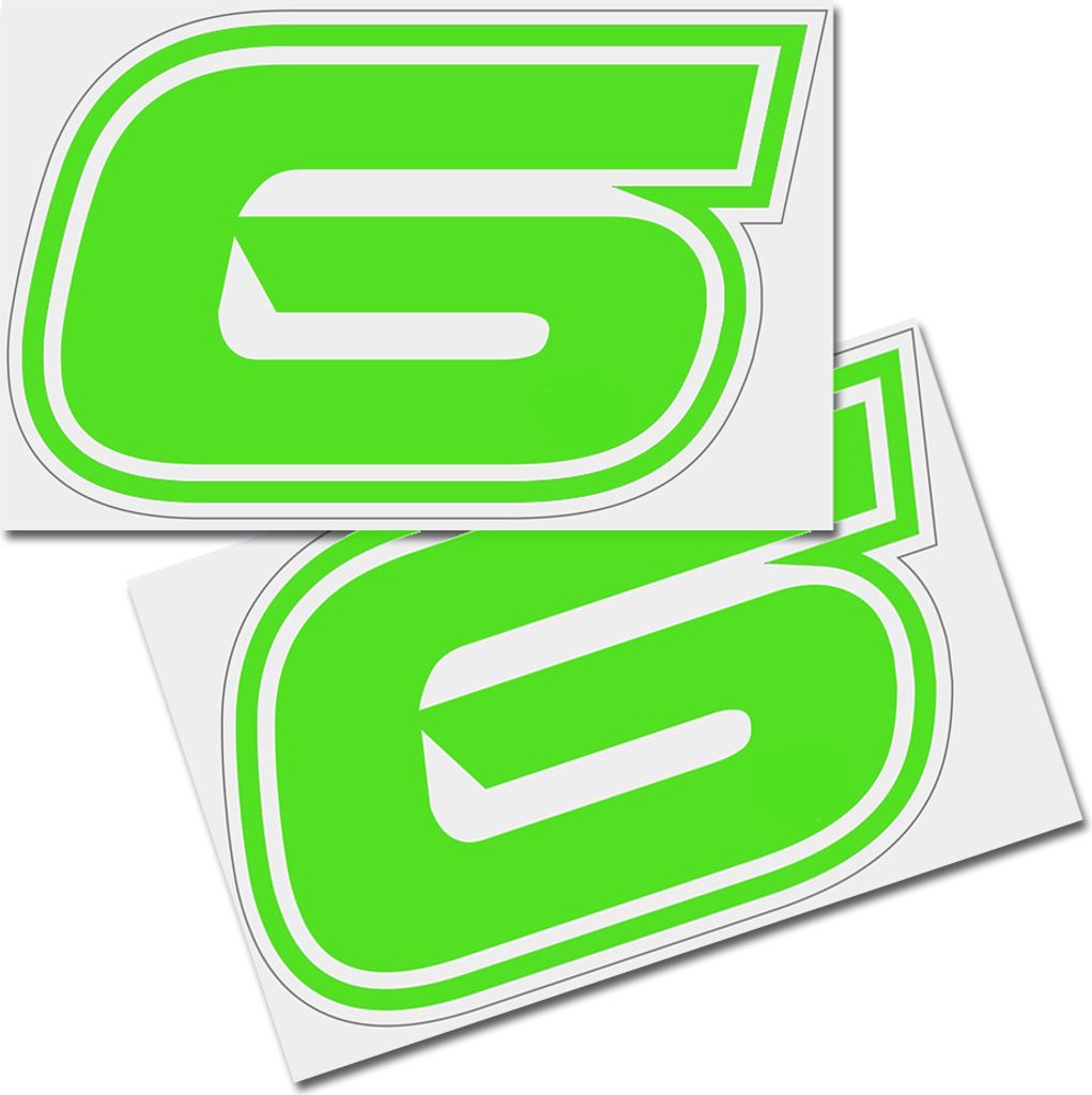 Startnummer Aufkleber 2er Set, Schrift Brünn, # 6, grün