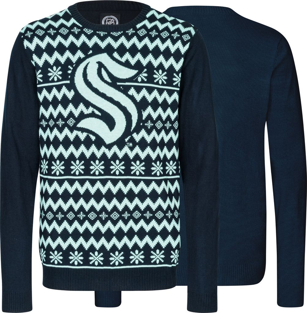 NHL Seattle Kraken Ugly Sweater Big Logo 2-Color Christmas Pullover Weihnachten XL