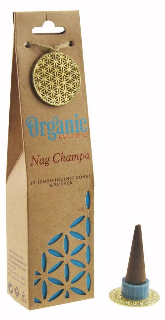 Bio dobrota Nag Champa vonné šišky + hořák -- balení 6 ks - Obrázek produktu 