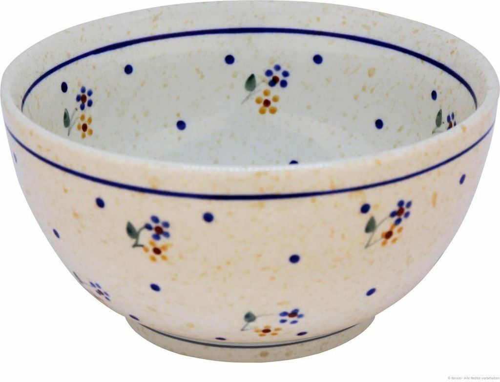 Original Bunzlauer Keramik 500ml Schüssel Schale mit Muster im inneren Ø14 cm Dessertschale Müslischale Kompttschale im Design 111