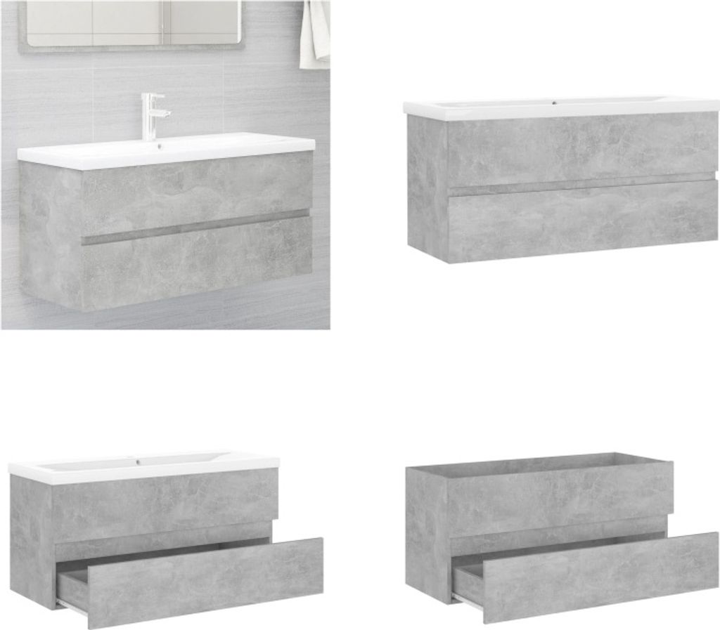 vidaXL Waschbeckenunterschrank Einbaubecken Betongrau Holzwerkstoff - Waschbeckenunterschrank Mit Waschbecken - Waschbeckenunterschränke Mit Wasch...