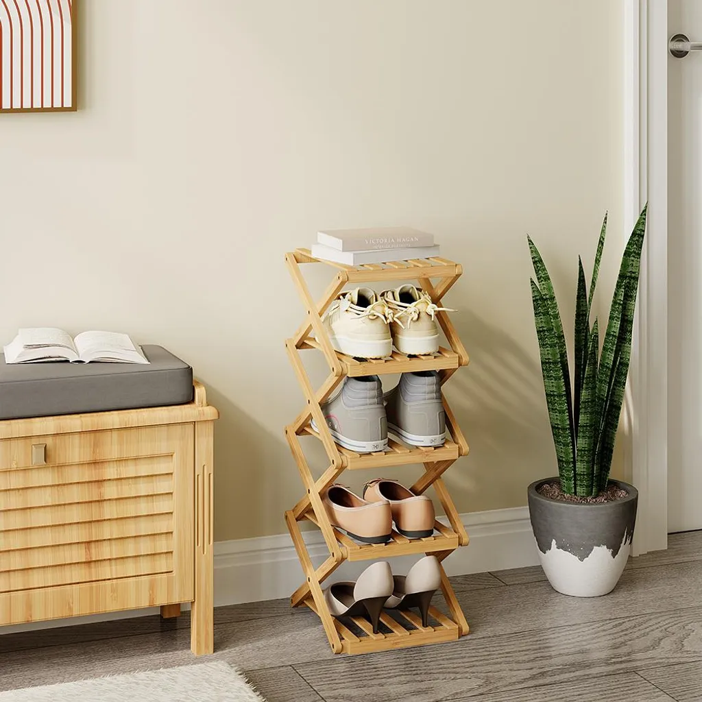 Meuble chaussures compact Vicco Ziggy 5 compartiments en bois de bambou