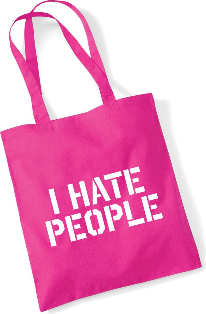 Huuraa Jutebeutel I HATE PEOPLE 10 Liter Fuchsia Baumwolle Tasche Geschenkidee