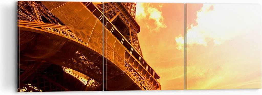 Bild auf Leinwand - Leinwandbild - Eiffelturm Paris Stadt Bau - 120x40cm - Wand Bild - Wanddeko - Leinwanddruck - Bilder - Kunstdruck - Wanddekorat...