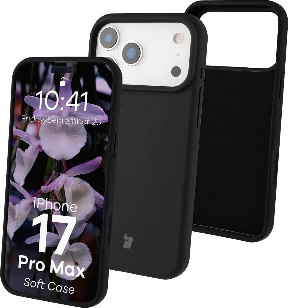Silikon Handyhülle für iPhone 17 Pro Max, Bizon Soft Case, Schwarz