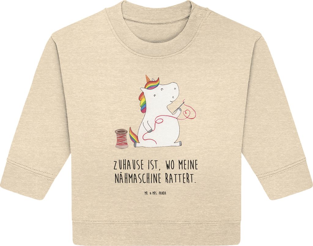 Mr. & Mrs. Panda Organic Baby Pullover Einhorn Näherin 24. - 36. Monat - Natural Raw - Geschenk, Basteln, Häkeln, Unicorn, Stricken, Bullover, Ei...