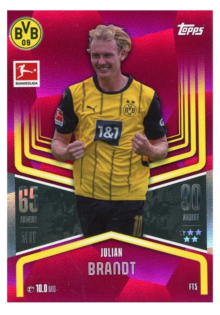 Carte de Collection Football Julian Brandt Flex Tech Numérotée Rose
