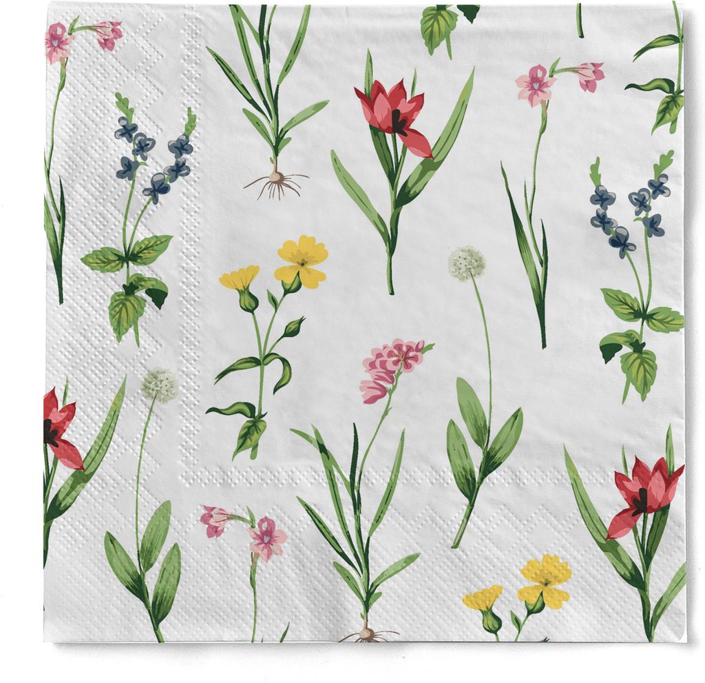 HAPPY PAPER Serviette "Botania" (Blumen) aus Tissue 33 x 33 cm, 20 Stück
